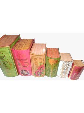 Set Of 6 Christmas-Themed Decorative Book Boxes With Nested Storage Design